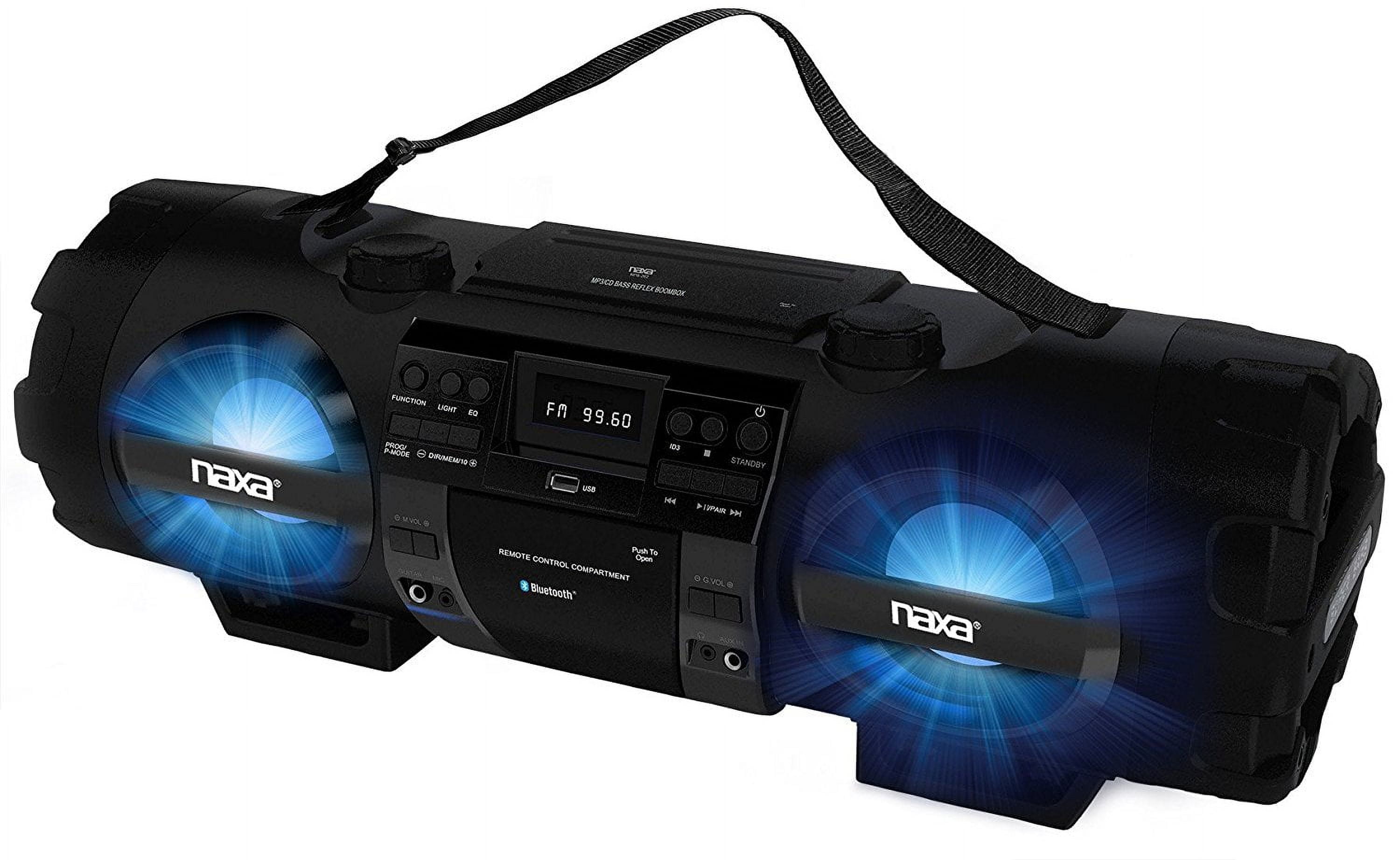 NAXA NPB262, Electronics MP3/CD Bass Reflex Boombox and PA System with Bluetooth