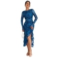 thumbnail image 1 of NAYTOAO Women's Spring Wedding Guest Dress 2026 Long Sleeve Ruched Bodycon Floral Ruffle Cocktail Party Maxi Dresses, 1 of 9