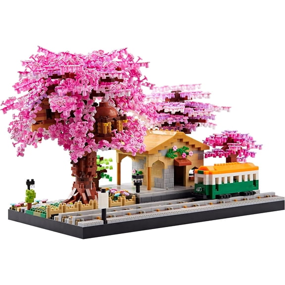 NAYIHOOP Architecture Japanese Cherry Blossom Tree Flowers Building Set Sakura Tree House for Girls Not Compatible with Lego (Begonia)