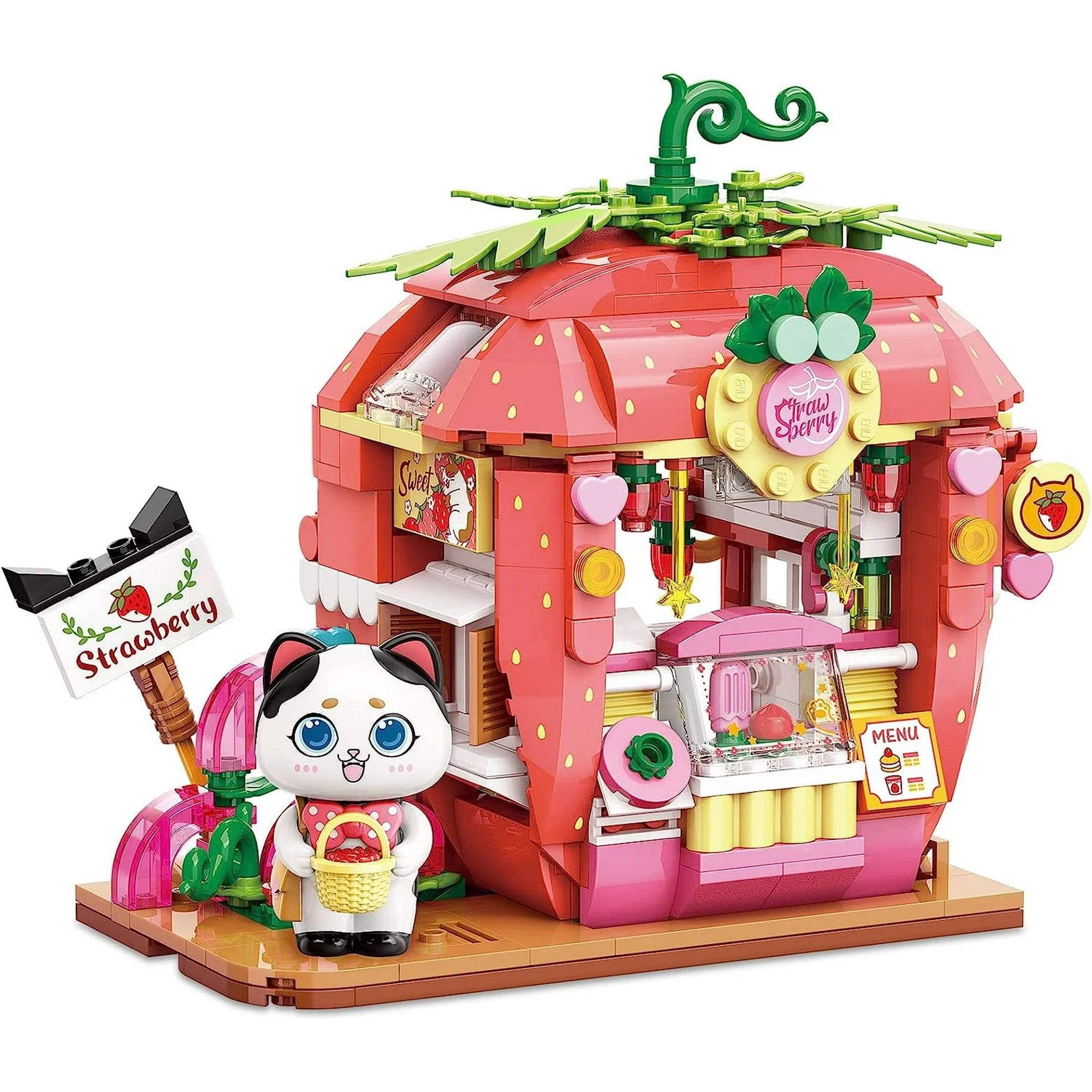 NAYIHOOP Cat Strawberry House Building Sets Compatible with Lego