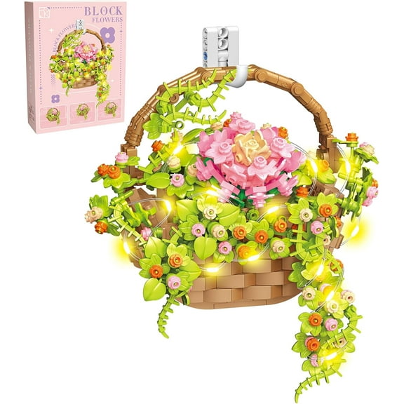 NAYIHOOP Flowers Pot Building Sets Wall Art with Light for Adults Compatible with Lego
