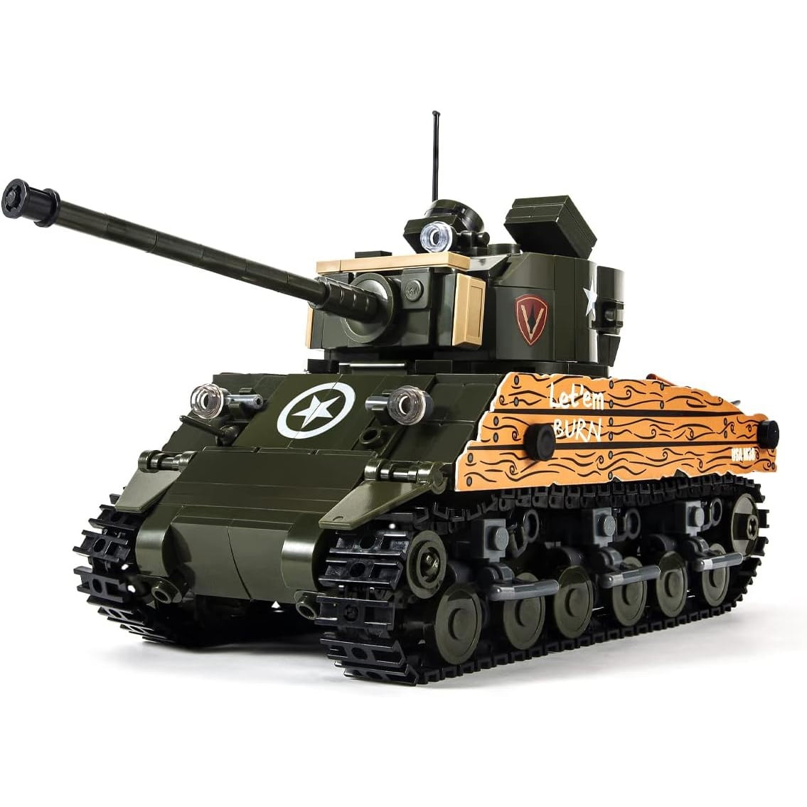 NAYIHOOP Sherman M4A3 Main Battle Tank Army Building Sets WW2