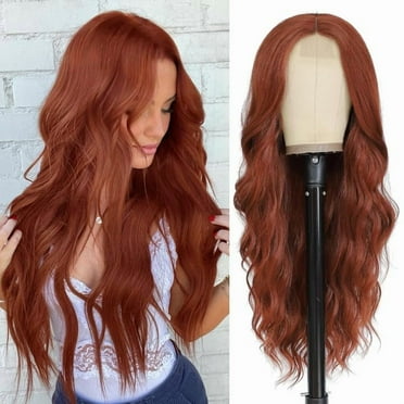 NAYOO Ombre Brown Wig 26 Inch Middle Part Wigs for Women Synthetic Hair Long Wavy Wig with Dark Roots for Daily Party/Halloween Use (Ombre Brown)