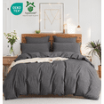 thumbnail image 1 of NAYOROOM 100% Organic Yarn-Dyed Cotton Duvet Cover Queen Size, 3 Pieces Linen Look Cotton Duvet Cover Set,Gentle Black, 1 of 13