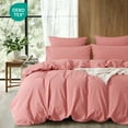thumbnail image 1 of NAYOROOM 100% Organic Cotton Duvet Cover Queen Size, 3 Pieces Linen Look Cotton Renforce Duvet Cover,Peach Pink, 1 of 13