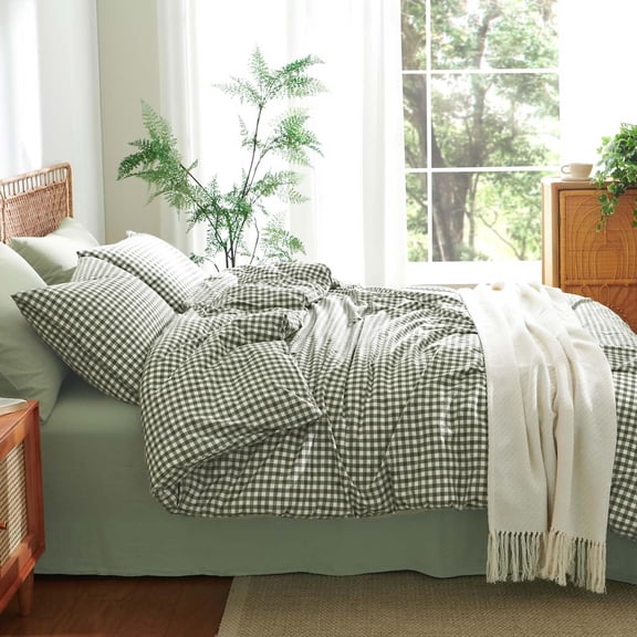 Washedton Green Duvet Cover Queen Linen-like - Walmart.com