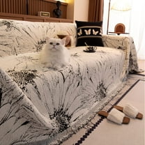 NAYOROOM Artistic Black White Sunflower Couch Cover, Chenille Sofa Cover Slipcover Sofa Towel Furniture Cover（71"x 118"）