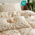 thumbnail image 1 of NAYOROOM Beige Bow Floral 100% Cotton Duvet Cover Queen Set, 3 Piece Romantic Floral Super Soft Breathable Comforter Cover, 1 of 9