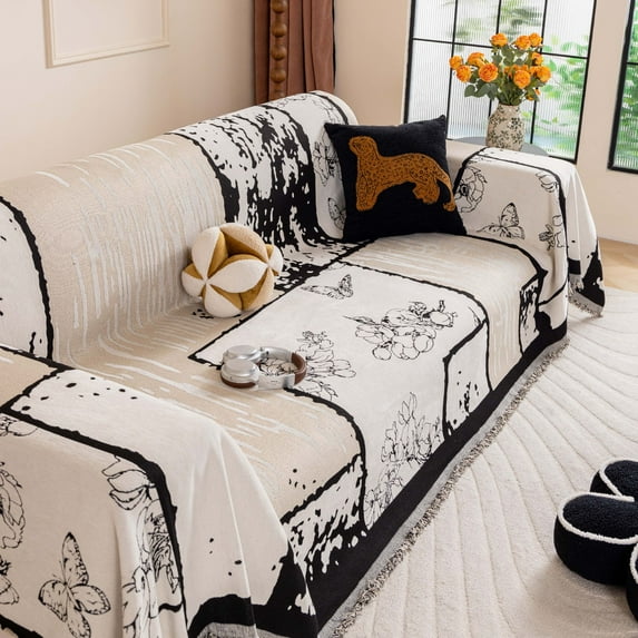 NAYOROOM Vintage White Sofa Cover, Couch Covers for 3 Cushion Couch Sofa, Sectional Couch Covers for Living Room Sofa Throws Sofa Slipcovers (71"x 118",Large )