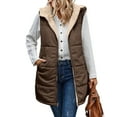 thumbnail image 1 of NAYTOAO Women Long Puffer Vest: Fall Zip up Reversible Fleece Jacket Winter Warm Sleeveless Hooded Coat with Pockets, 1 of 8