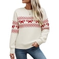 thumbnail image 1 of NAYTOAO Women Christmas Bow Sweater Long Sleeve Knit Tops Crew Neck Jumper Pullover Plus Size Fall Winter Outfit, 1 of 8