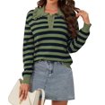 thumbnail image 1 of NAYTOAO Women Ruffle Collar Polo Knit Sweater Long Sleeve Button Pullover, 1 of 7