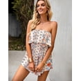 thumbnail image 1 of NAYTOAO Women's Bohemian Print Strapless Tube Top Romper, Ruffle Smocked Waist Summer Short Jumpsuit, 1 of 7