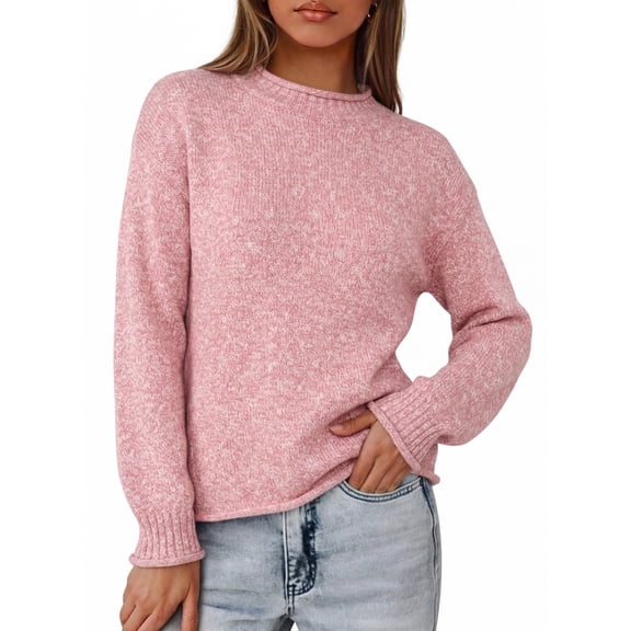 NAYTOAO Women's Mock Neck Long Sleeve Pullover Solid Knit Sweater