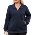 thumbnail image 1 of NAYTOAO Women's Plus Size Waffle Bomber Jacket, Lightweight Casual Outerwear, 1 of 7