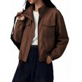 thumbnail image 1 of NAYTOAO Womens Zip Up Stand Collar Jacket Multi Pocket Drawstring Hem Outerwear, 1 of 9