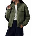 thumbnail image 1 of NAYTOAO Womens Zip Up Stand Collar Jacket Multi Pocket Drawstring Hem Outerwear, 1 of 9