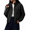 thumbnail image 1 of NAYTOAO Womens Zip Up Stand Collar Jacket Multi Pocket Drawstring Hem Outerwear, 1 of 9