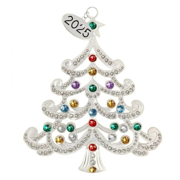 NAZISHW 2025 Christmas Tree Ornament Decorations 5" With Colorful Crystals & 2025 Dated Engraved For Keepsake Gifts Holiday Home Party Decor Christmas Home Decoration (White,One Size)