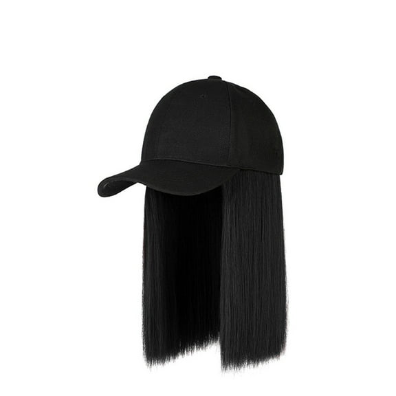 NAZISHW Baseball Cap with Hair Extensions Straight Short Bob Hairstyle Adjustable Removable Wig Hat Women Adjustable Wig Hair Baseball Cap (A,One Size)