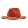 thumbnail image 1 of NAZISHW Big Wide Brim Fedora Hat Womens Classic Wide Floppy Panama Hats Belt Buckle Wool Fedora Cap Large Felt Wide Brim Fedoras (Orange,One Size), 1 of 5