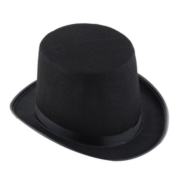 NAZISHW Black Felt Top Hat for Men Vintage Magician Hats formal Costume Accessory Adult Top Hat Bowler Top Hat Fancy Dress Costume (Black,One Size)