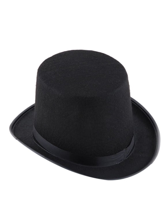 Black Felt Top Hat for Men Vintage Magician Hats formal Costume Accessory Adult Top Hat Bowler Top Hat Fancy Dress Costume (Black,One Size)