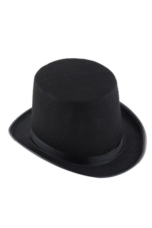 Black Felt Top Hat for Men Vintage Magician Hats formal Costume Accessory Adult Top Hat Bowler Top Hat Fancy Dress Costume (Black,One Size)