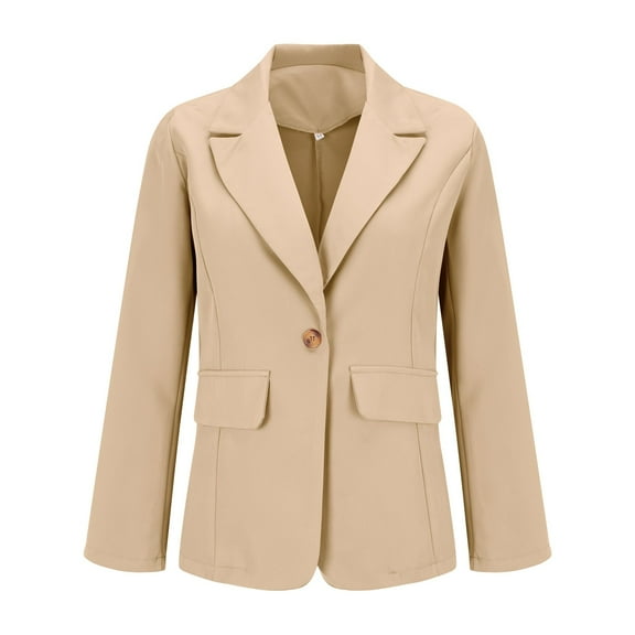 NAZISHW Blazers for Women 2024 Fall Business Casual Blazers Long Sleeve Notch Lapel Trendy Work Office Blazer Jackets (Beige,XXXL)