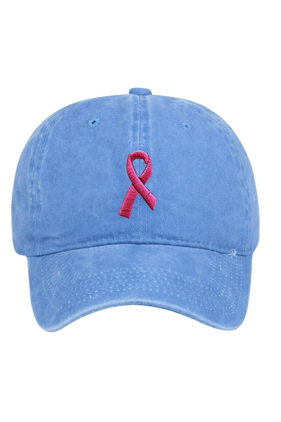 Breast Cancer Hats for Women Baseball Cap Embroidered Adjustable Breast Cancer Awareness Hat Gifts for Woman Baseball Hat (Light Blue,One Size)