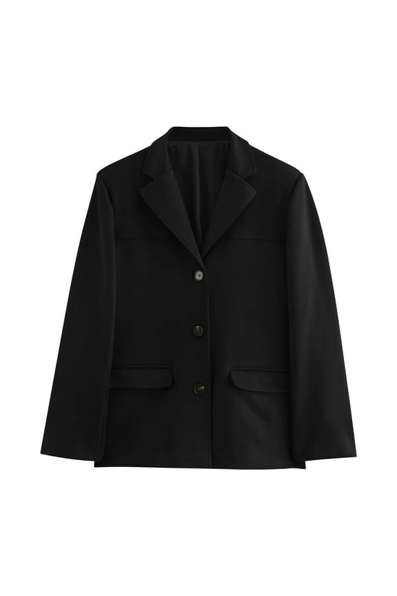 Brown Suede Jacket Women - Y2K Faux Suede Blazer Coat Vintage Aesthetics Old Money Oversized Outerwear (Black,XXL)