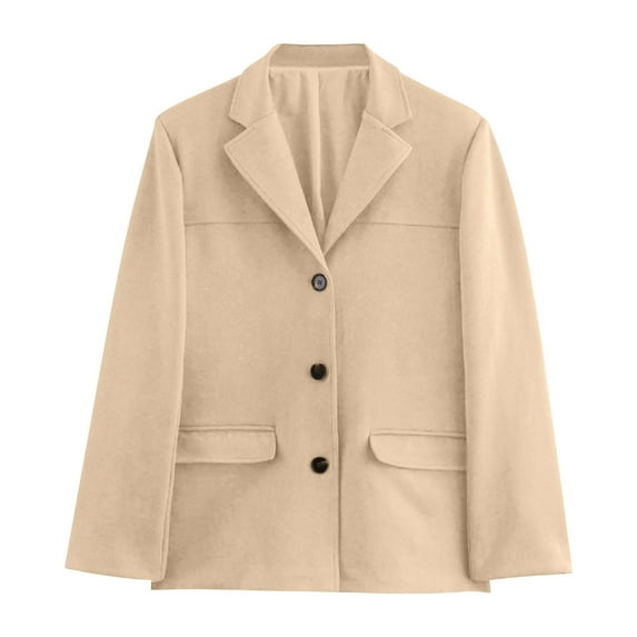 NAZISHW Brown Suede Jacket Women - Y2K Faux Suede Blazer Coat Vintage Aesthetics Old Money Oversized Outerwear (Khaki,M)