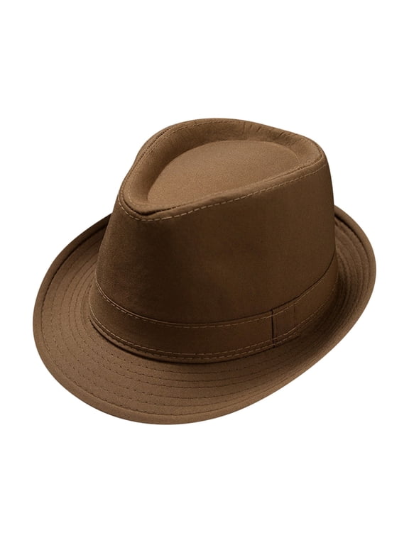 Classic Felt Fedora Hat Men Women Trilby Fedora Hat Unisex Casual Jersey British Style Solid Color Short-Brim Jazz Hat Panama Hat (Coffee,One Size)