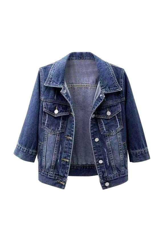 Fall Jackets for Women 2024 Button Down Jackets Ladies Denim Jackets Y2K Coats Denim Cardigan Cropped Jean Jackets (Blue1,XXXXL)