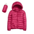 thumbnail image 1 of NAZISHW Packable Down Jacket Women Lightweight Full Zip Puffer Jackets Casual Warm Stand Collar Quilted Winter Coat with Hood (Hot Pink,L), 1 of 5