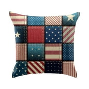 NAZISHW Star Independence Day Linen American Pillow Case Pillow Case Sofa Cushion Cover Soft Linen Pillowcase Sofa Couch 18x18 Inch USA Flag Pillowcase For Room, , Party