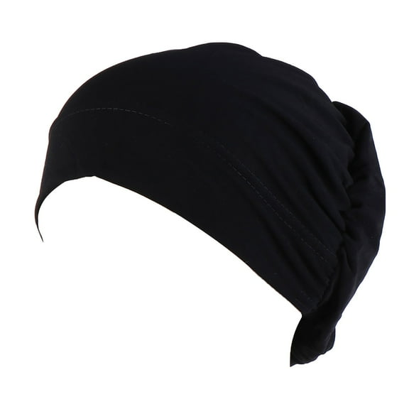 NAZISHW Turbans for Women Stretch Turban Headwraps Women Casual Solid Color Scarf Hair Wraps Breathable Lightweight Turban Headwear (Black,One Size)