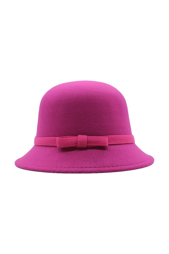 Vintage Bucket Cloche Hat Womens 1920S Bucket Cloche Hat Casual Winter Faux Wool Crushable Bowler Hat Vintage Cloche Round Hat (Hot Pink,One Size)