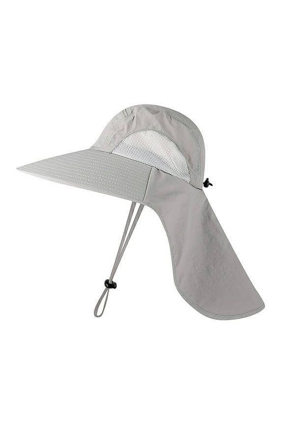 Wide Brim Sun Hat Men Women Mesh Fishing Hats with Neck Flap Hat Sun Uv Protection Adjustable Travel Hiking Lightweight Outdoor Caps (Gray1,One Size)
