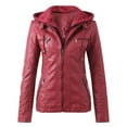 thumbnail image 1 of NAZISHW Women's Faux Leather Biker Jacket Slim Fit Zipper Cropped Bomber Coat 2024 Fall Fashion (Red,XXL), 1 of 4