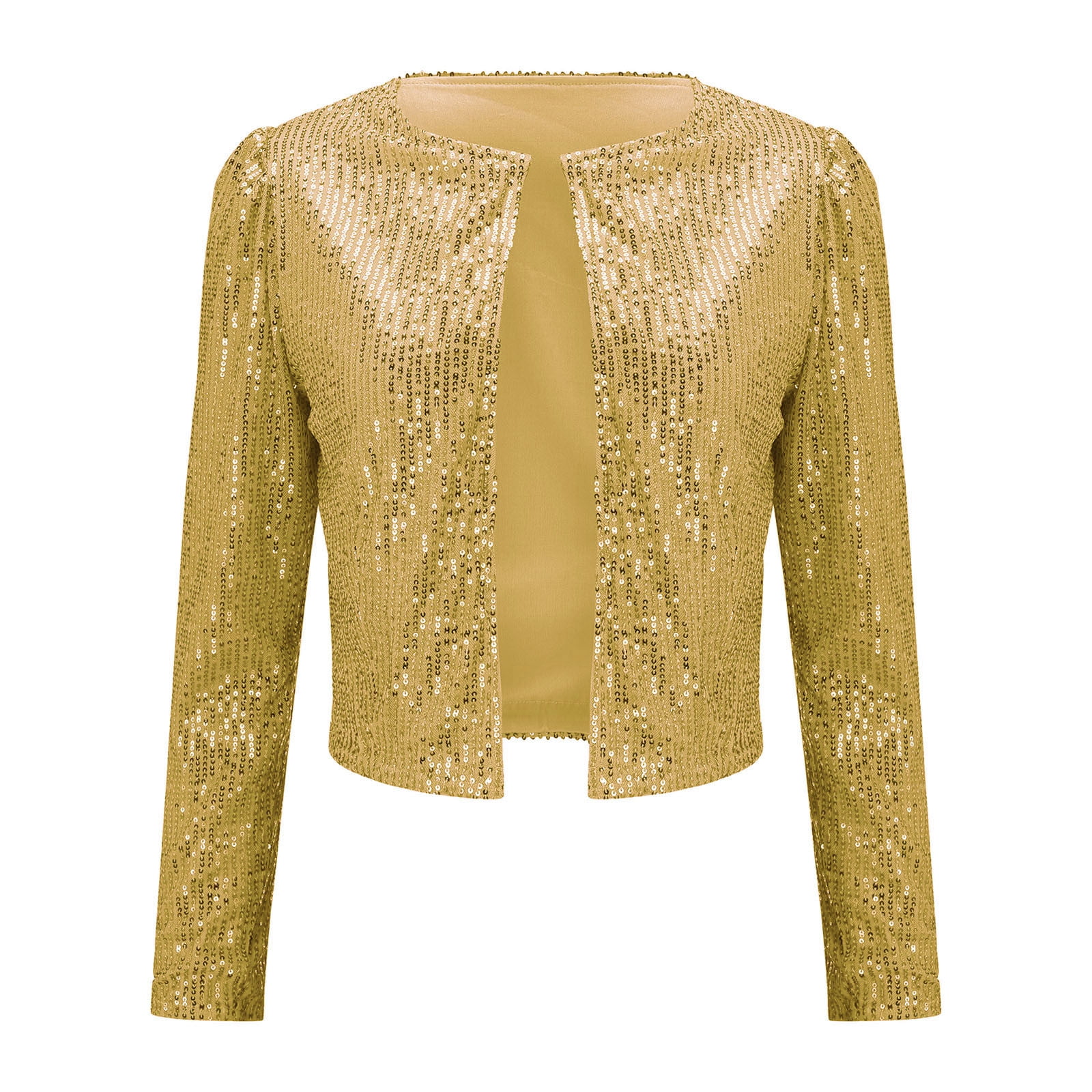 Long Puff Sleeve Open Front Blazer Jacket