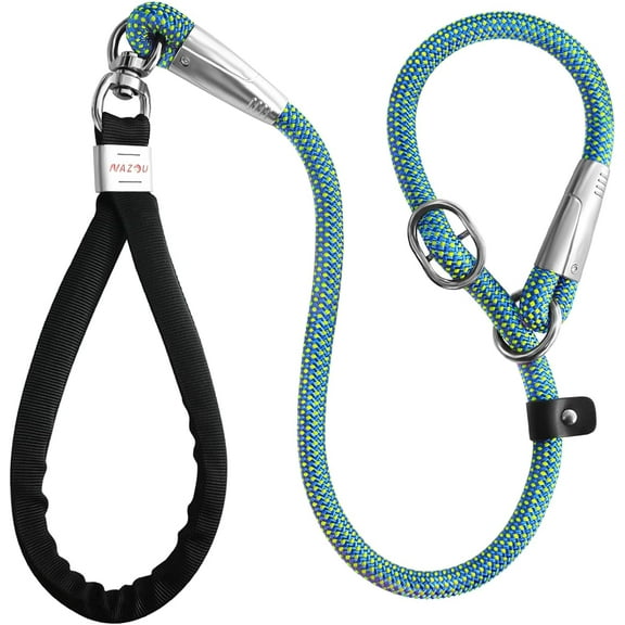 NAZOU Slip Leash 1/2in Hands Free Dog Leash Comfortable Dog Lead 3ft/4ft/5ft Hands Free Dog Leash Strong Training Leash for Dogs Up to 120LBS