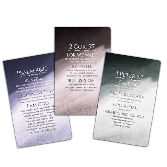NB-106 Be Still - For We Walk - Casting - 8.5 x 5.5 Inch Cardstock Lined 64 Page Journal Notebook; Set of 3