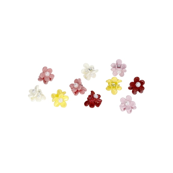 No Boundaries Flower Mini Hair Claw Clips Set, 10-Piece, Women's, Pink Multi