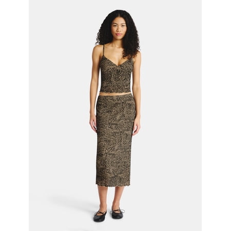 No Boundaries Mesh Cami and Midi Skirt Set, 2-Piece, Women's