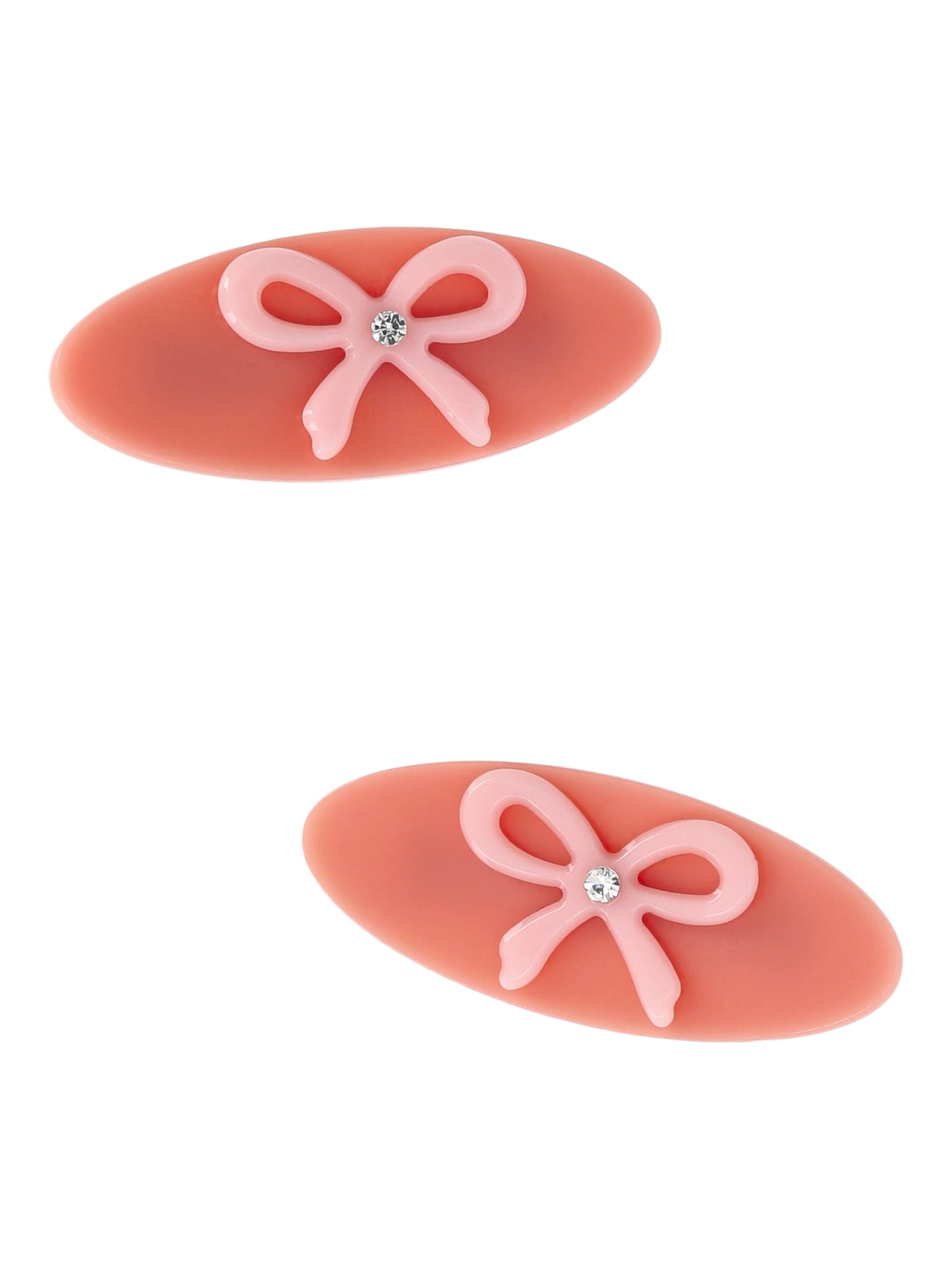 No Boundaries Acrylic Bow Hair Clips, 2-Pack, Peach/Pink, Women's