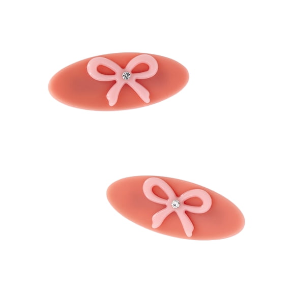 No Boundaries Acrylic Bow Hair Clips, 2-Pack, Peach/Pink, Women's