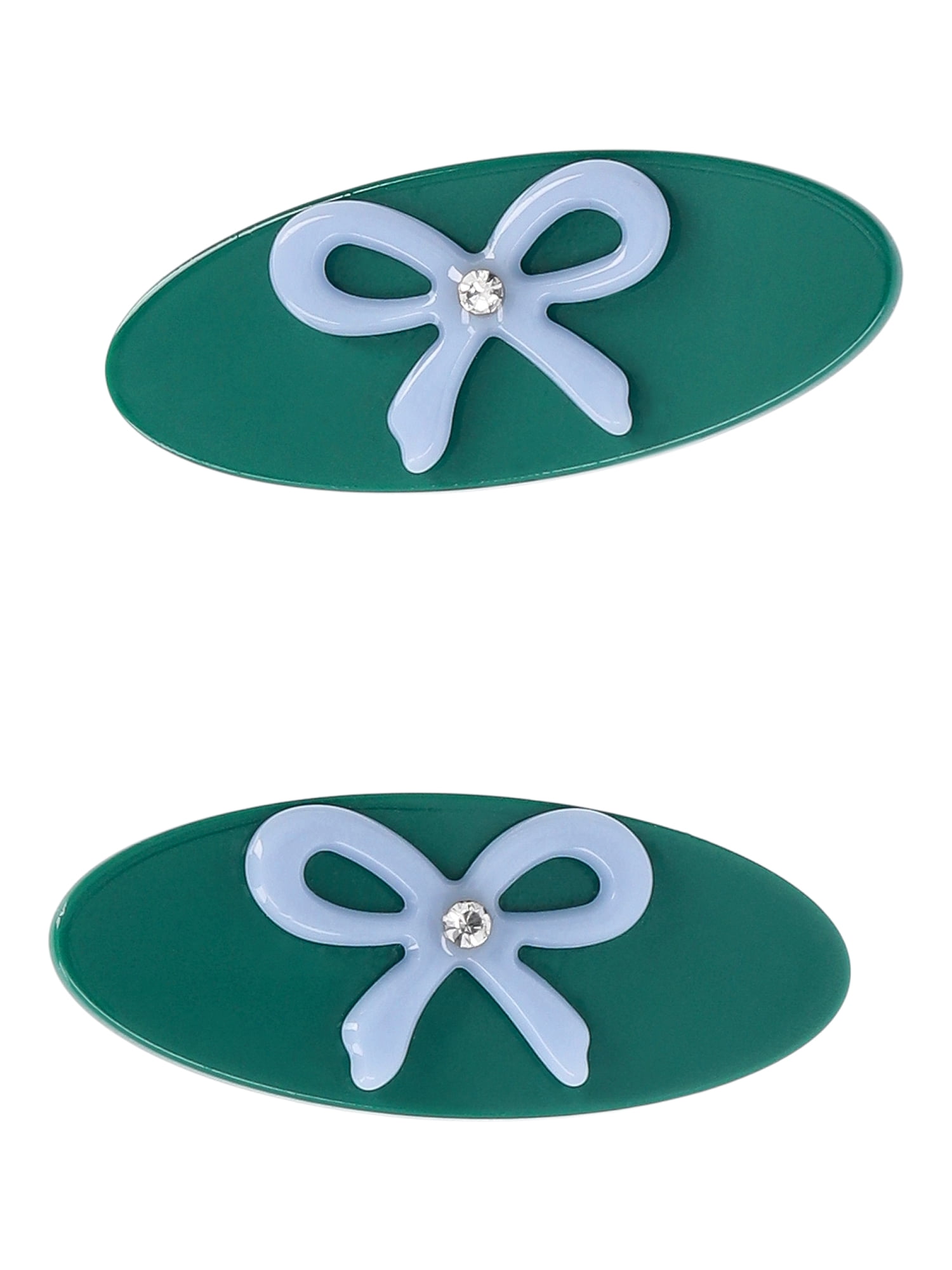 No Boundaries Acrylic Bow Hair Clips, 2-Pack, Green/Blue, Women's