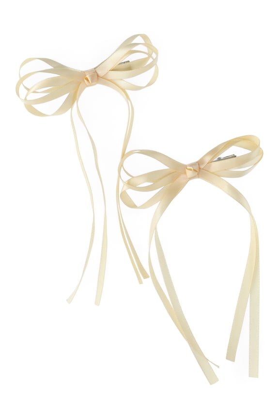 Ribbon Bow Hair Clips, 2-Pack, Yellow, Women's