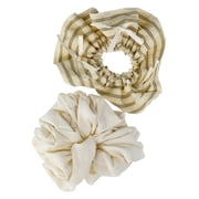 No Boundaries Women's Ruffle Hair Ties 2-Pack, Ivory